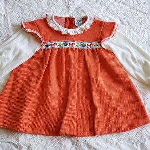 Vintage Carter's long sleeve red dress 24 mos.